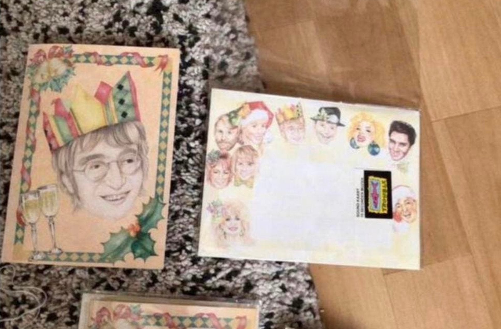 4 Kerstkaarten BEKENDE IDOLEN VOOROP 🌺 Zie info, Ophalen of Verzenden, Zo goed als nieuw