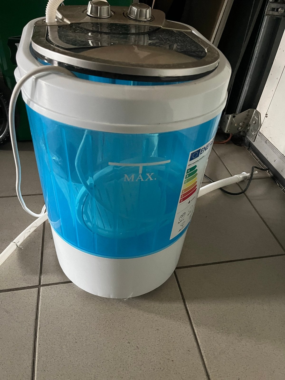 BlueMill Mini wasmachine - Ideaal voor kleine wasjes, Minder dan 1200 toeren, Minder dan 85 cm, Minder dan 4 kg, Bovenlader