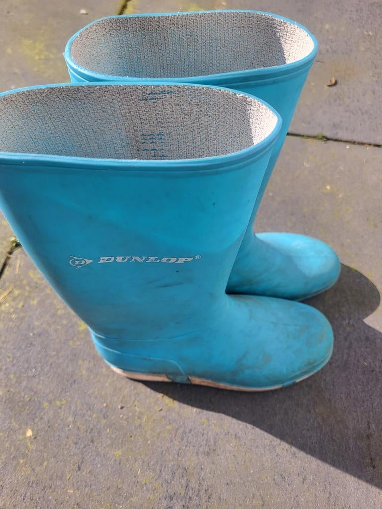 Dunlop lichtblauwe regenlaarzen maat 34, Gebruikt, Jongen of Meisje, Ophalen of Verzenden, Laarzen