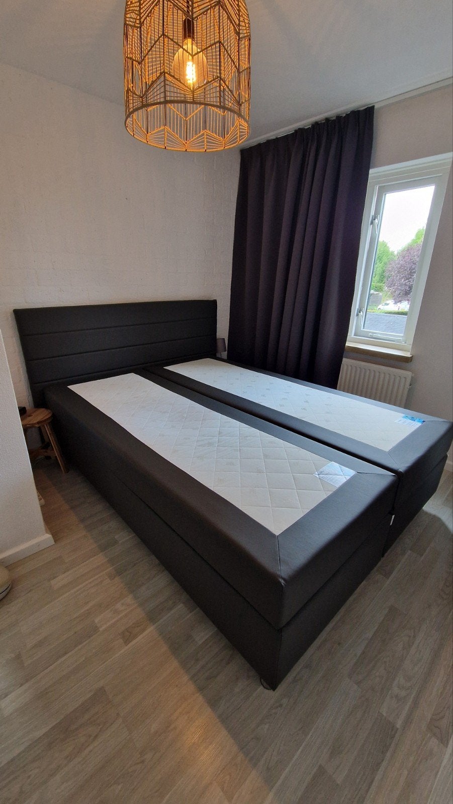 Boxspring MioDormio Deluxe met pocketveringmatrassen 160x220, Huis en Inrichting, Ophalen, Gebruikt, Tweepersoons, Matras