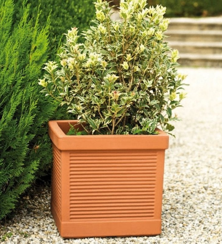 bloemenbak bloempot terracotta-look Plantenbak kunststof, 25 tot 40 cm, Kunststof, Vierkant, Nieuw