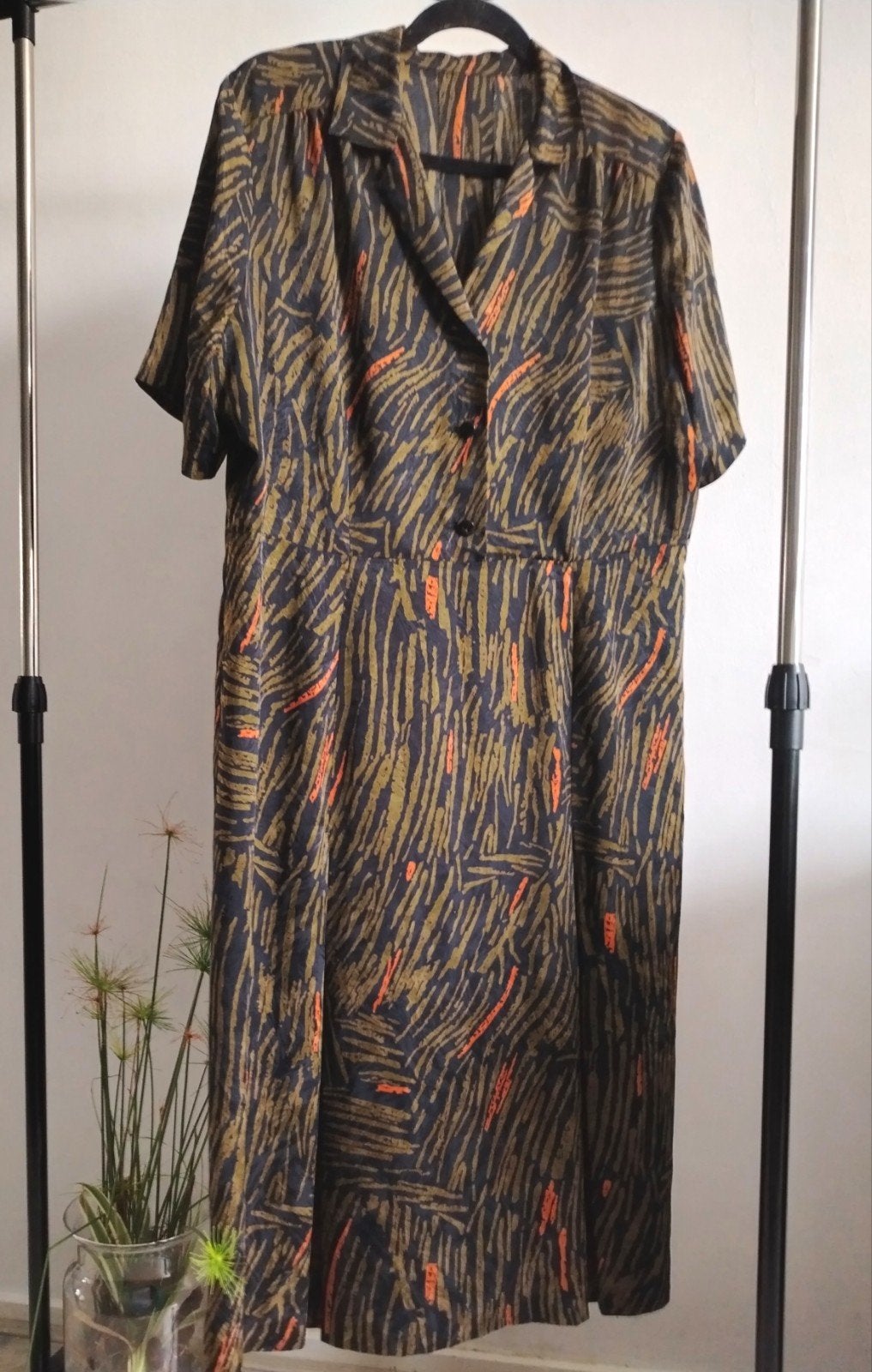 prachtig designer Vintage jurk met print, maat M, Meerkleurig, Maat 42/44 (L), Ophalen of Verzenden, Gedragen