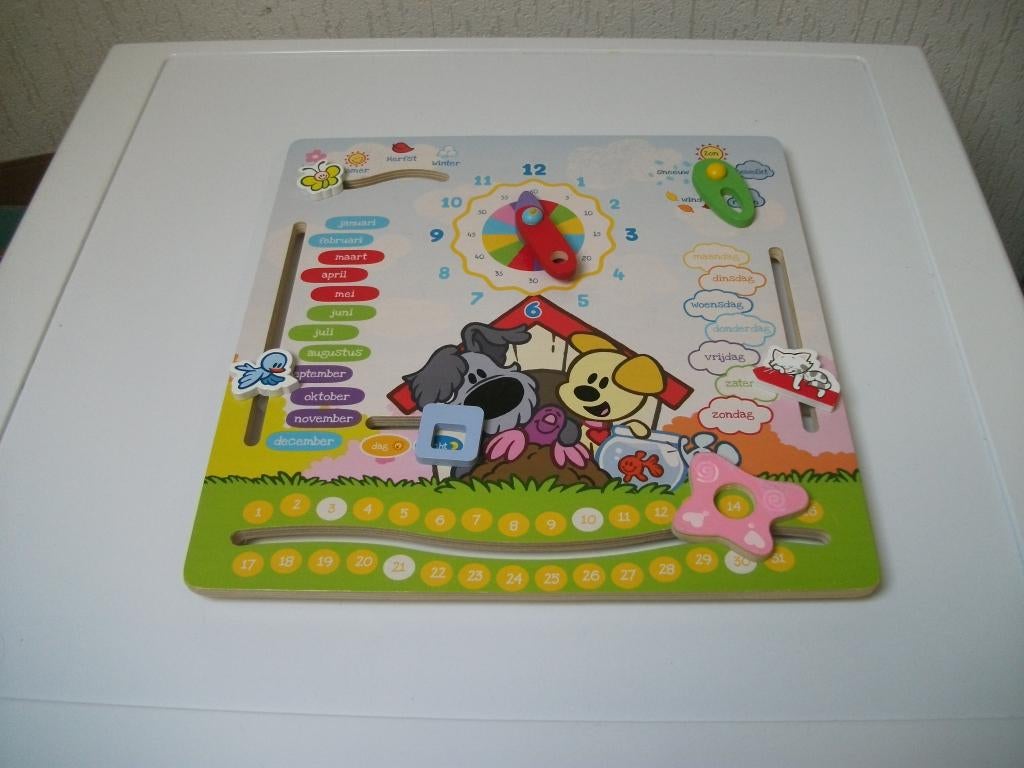 Kalender - klok Woezel en Pip, Kinderen en Baby's, Speelgoed | Houten speelgoed, Ophalen of Verzenden, Gebruikt