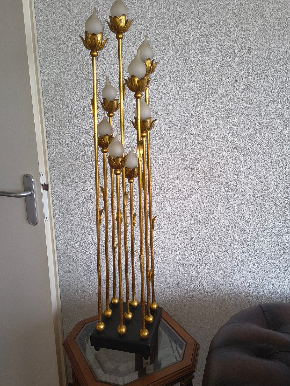 Messing lamp tafellamp, Ophalen, Dimbaar, Goud, Zo goed als nieuw