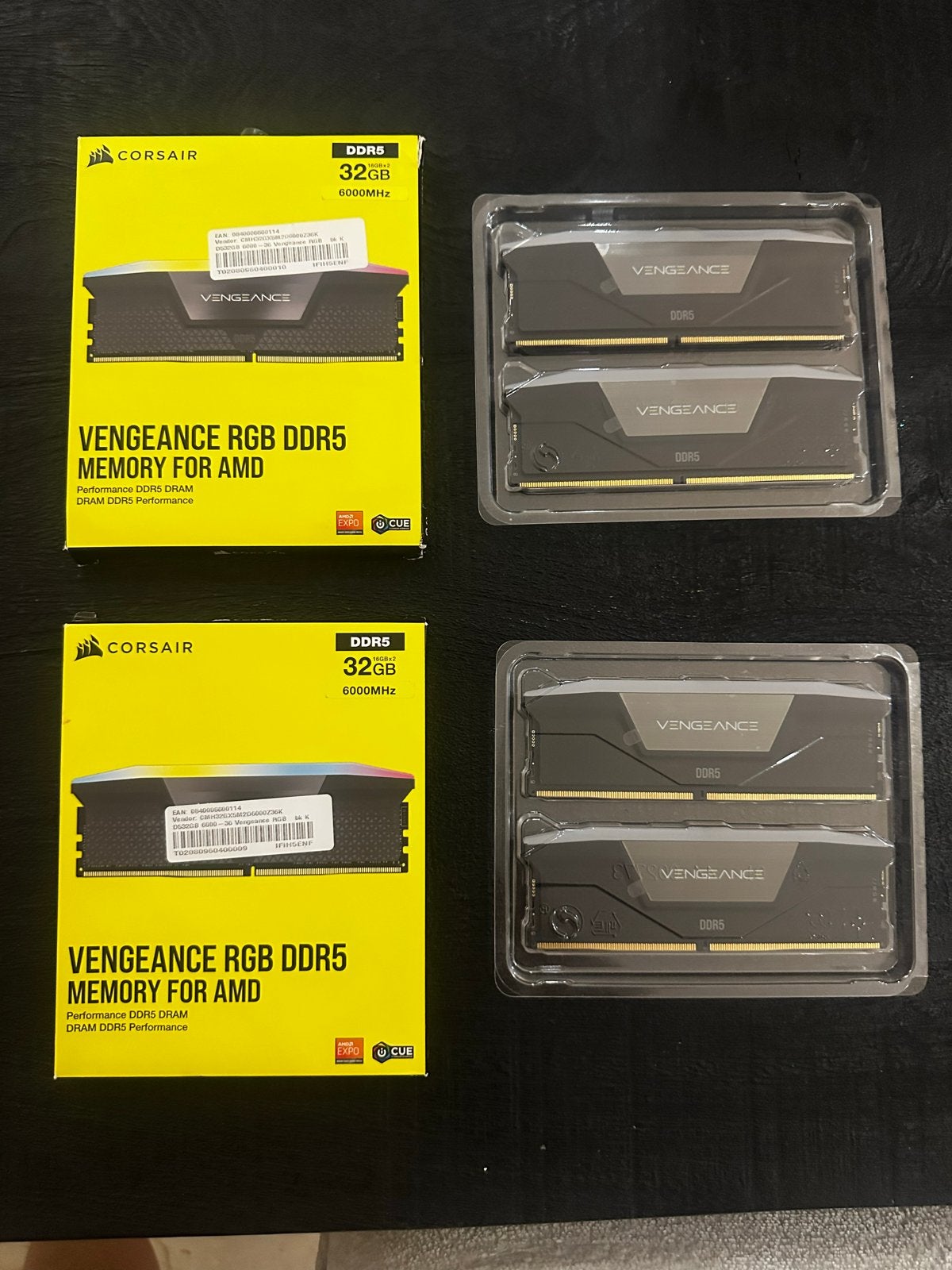 4x Corsair Vengeance RAM RGB DDR5 32GB (2x16GB) 6000MHz, Computers en Software, RAM geheugen, Ophalen, Nieuw, Desktop, DDR5