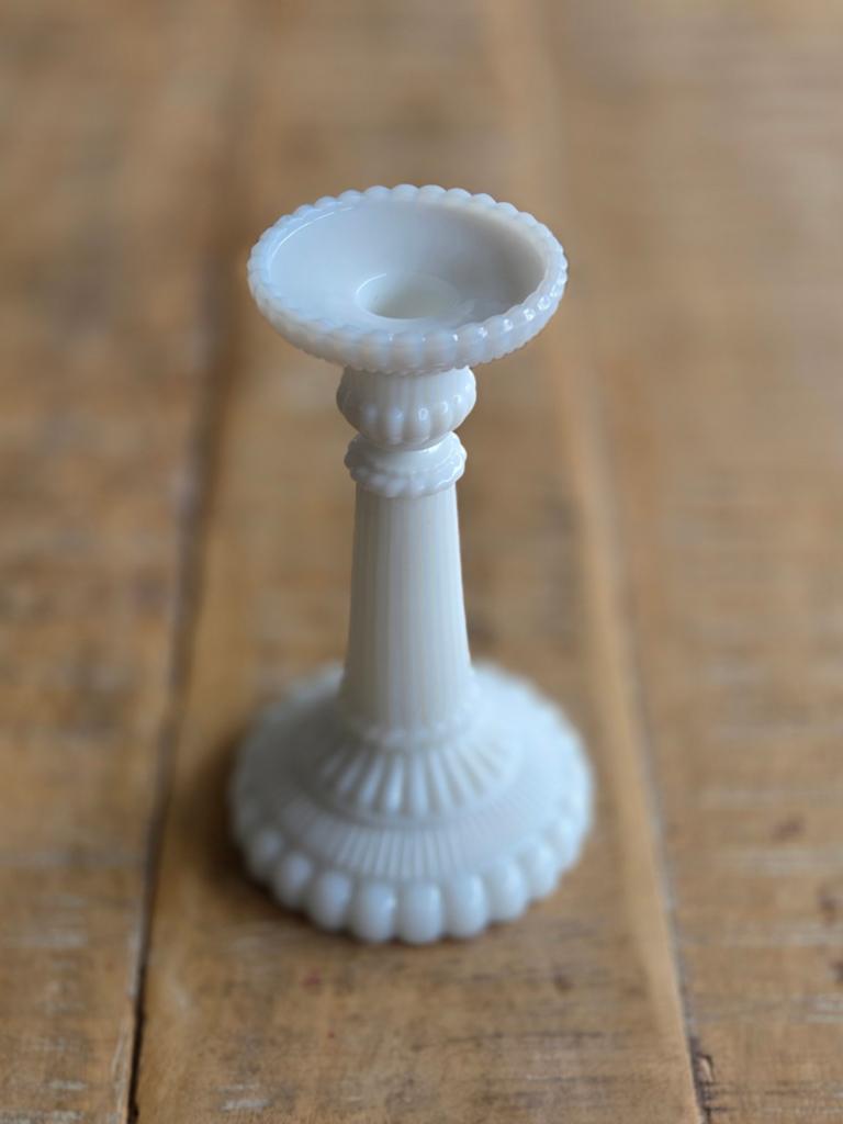 Opaline of melkglazen kandelaar, art nouveau style, Antiek en Kunst, Ophalen of Verzenden, Koper of Brons