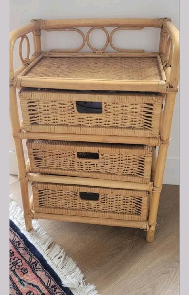 Rotan bamboe ladekast 3 lades, Overige materialen, Bohemiam, Zo goed als nieuw, 3 of 4 laden