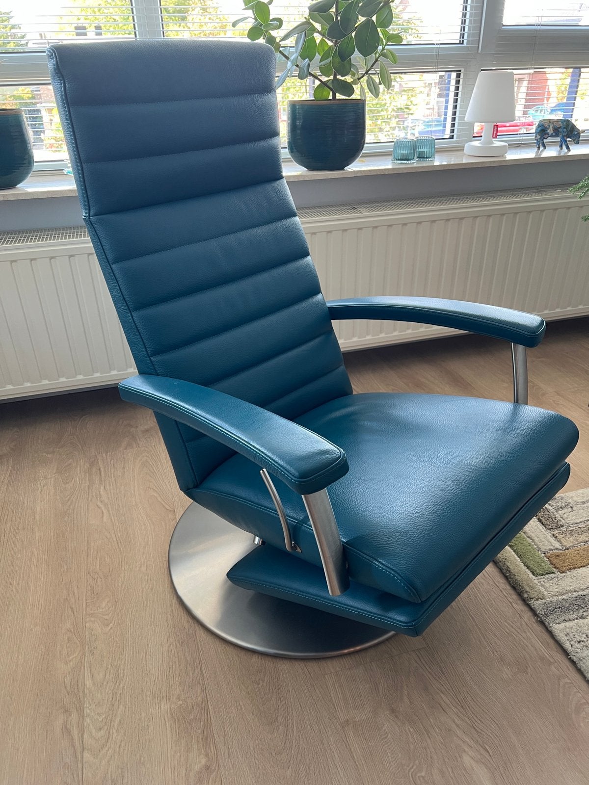 Leren relaxfauteuil volo max turqoise, Ophalen, Minder dan 50 cm, Minder dan 75 cm, Leer