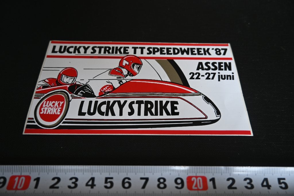 sticker assen 1987 lucky strike TT speedweek motor zijspan, Ophalen of Verzenden, Zo goed als nieuw