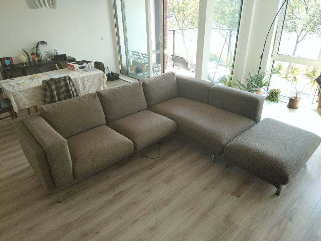 IKEA Nockeby Hoekbank 3-zits met Chaise Longue & Hocker, Ophalen, 250 tot 300 cm, Hoekbank, Zo goed als nieuw