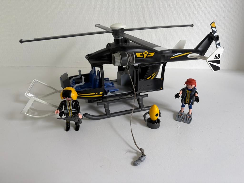 Playmobil 9363: zwarte politie helikopter, Ophalen, Gebruikt, Complete set