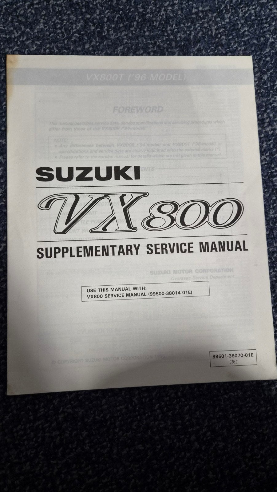 Suzuki VX800T ('96-model) Service Manual, Motoren, Ophalen of Verzenden, Suzuki