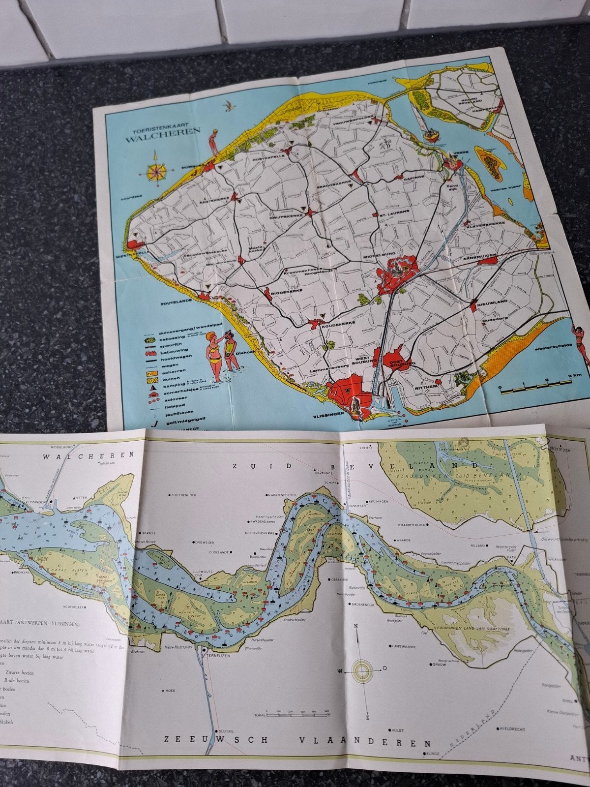 Zeeland 5x, Boeken, Atlassen en Landkaarten, Gelezen, Landkaart, Nederland, 1800 tot 2000, Ophalen of Verzenden