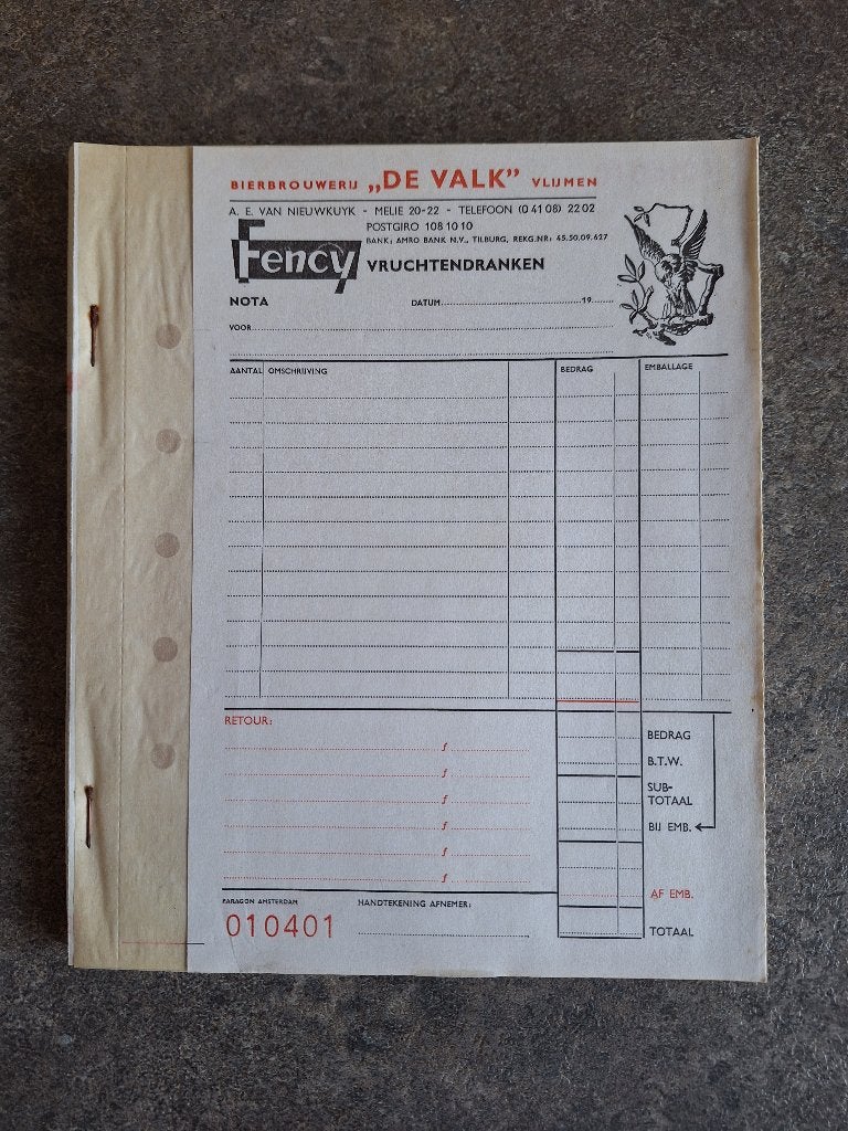 Notablok Bierbrouwerij De Valk Vlijmen, Ophalen of Verzenden