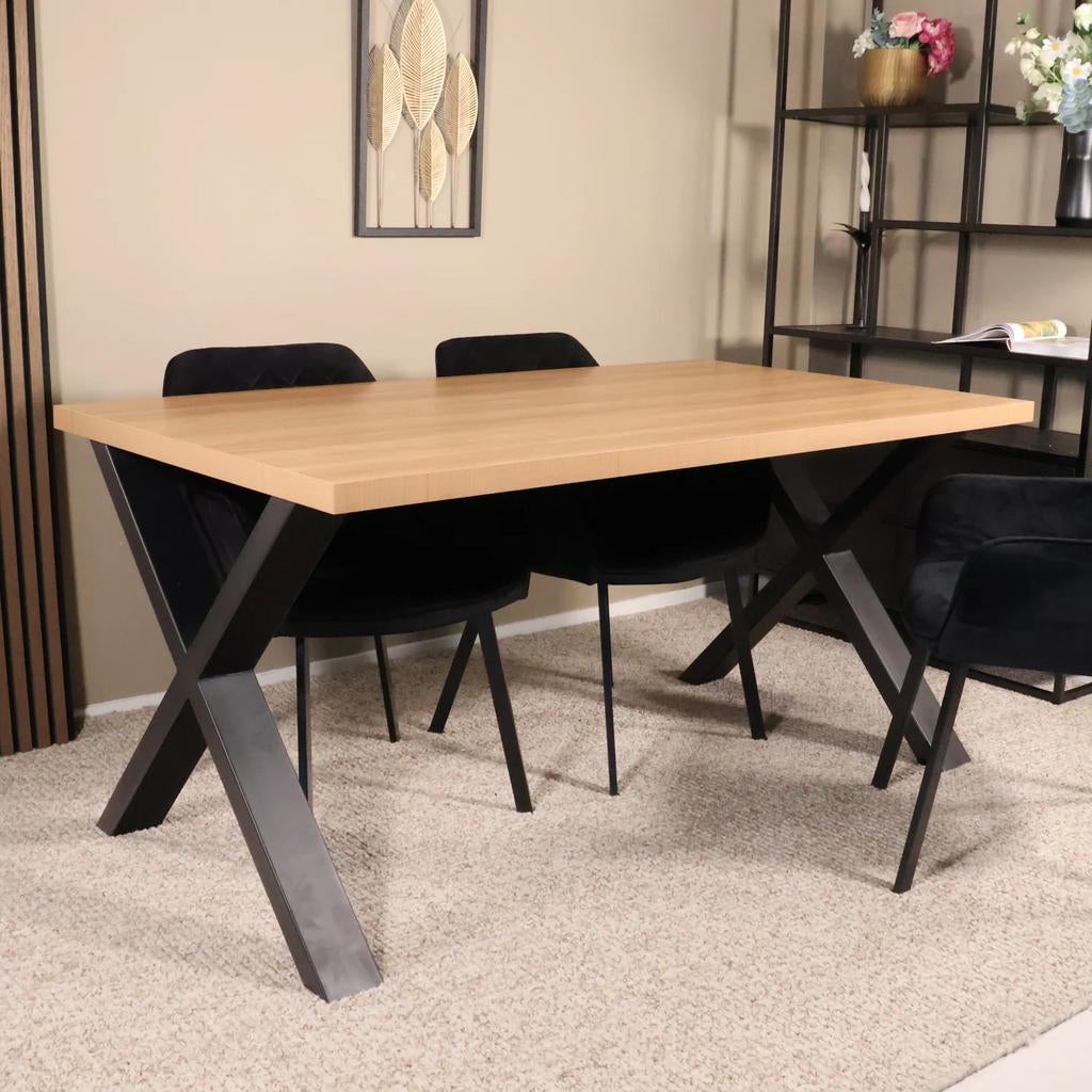 Eettafel Reef rechthoekig 160cm lichtbruin melamine, Ophalen of Verzenden, Zo goed als nieuw, Rechthoekig, 50 tot 100 cm
