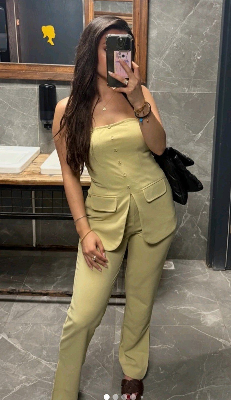 JDY Strapless Top en Broek Set - Beige, Kleding | Dames, Ophalen of Verzenden, Zo goed als nieuw, Groen, Lang