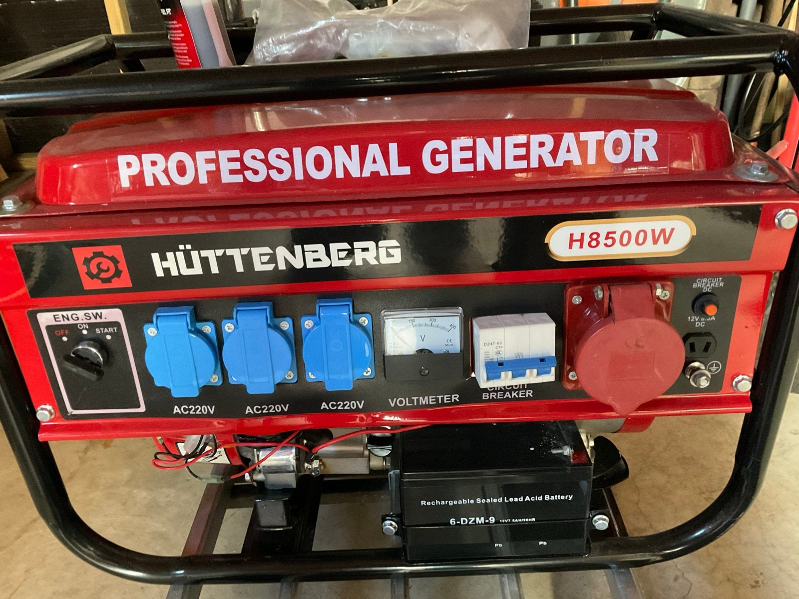 Hüttenberg H8500W Professionele Benzine Generator, Ophalen of Verzenden, Gebruikt