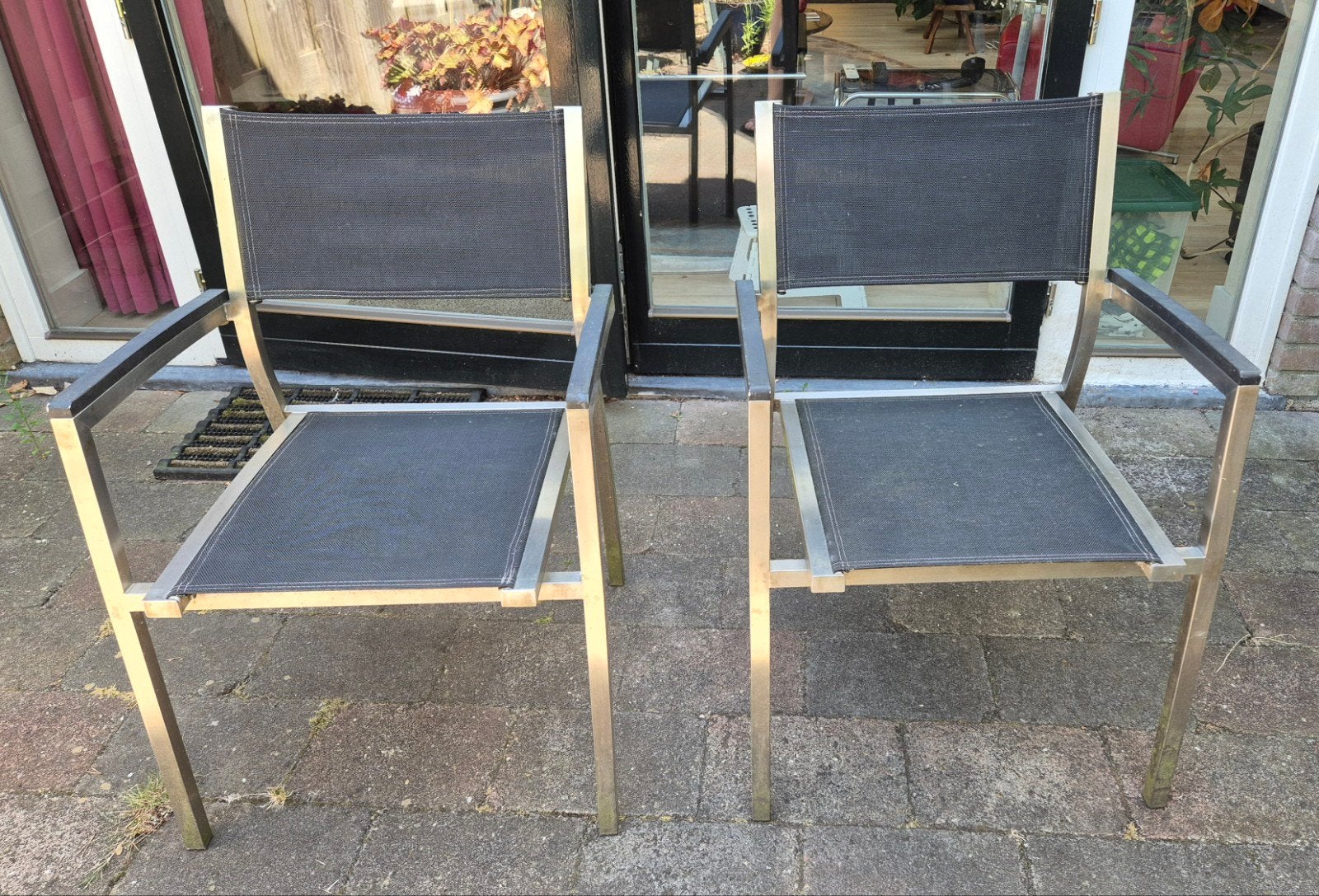2 comfortabele tuinstoelen - Metaal en Textileen, Tuin en Terras, Ophalen
