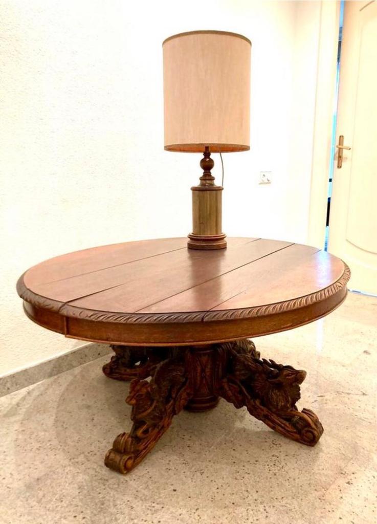 Eiken fruit eettafel en grote jacht beesten salon tafel., Ophalen, Gebruikt, 100 tot 150 cm, 50 tot 100 cm