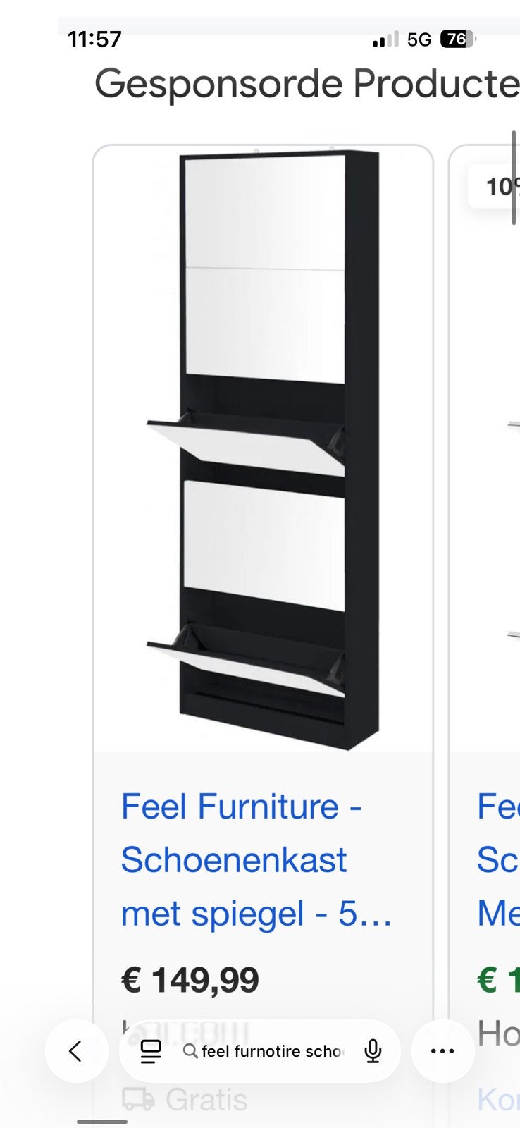 Feel furniture schoenenkast wit en zwart beschikbaar, Huis en Inrichting, Kasten | Schoenenkasten, Ophalen, Zo goed als nieuw