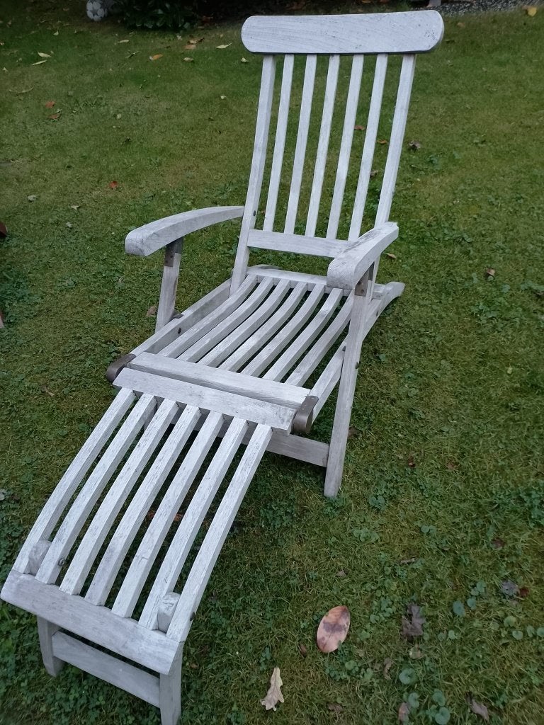 Nette zwaar Teak houten ligbed ligstoel., Tuin en Terras, Ligbedden, Ophalen, Gebruikt, Teakhout, Verstelbaar