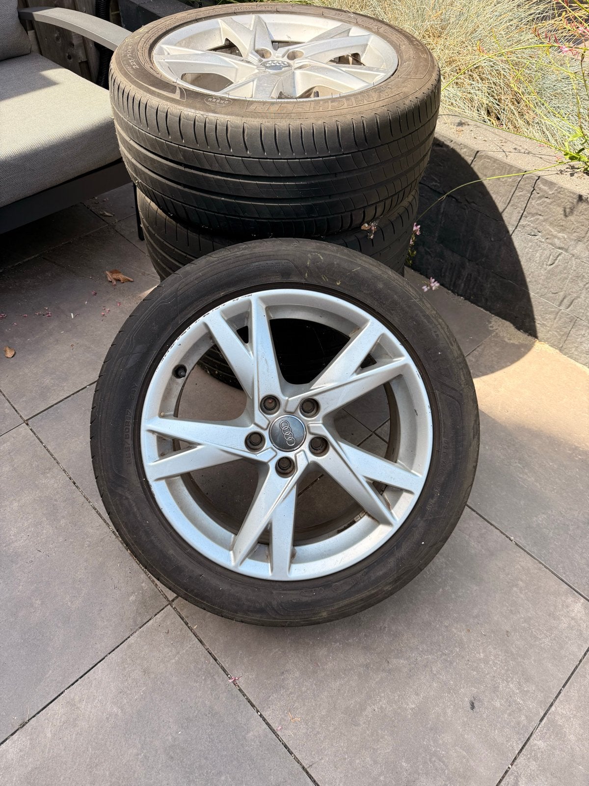 Audi Velgen met Zomerbanden - 17 inch, Auto-onderdelen, Banden en Velgen, Ophalen, 18 inch, Banden en Velgen, Personenwagen