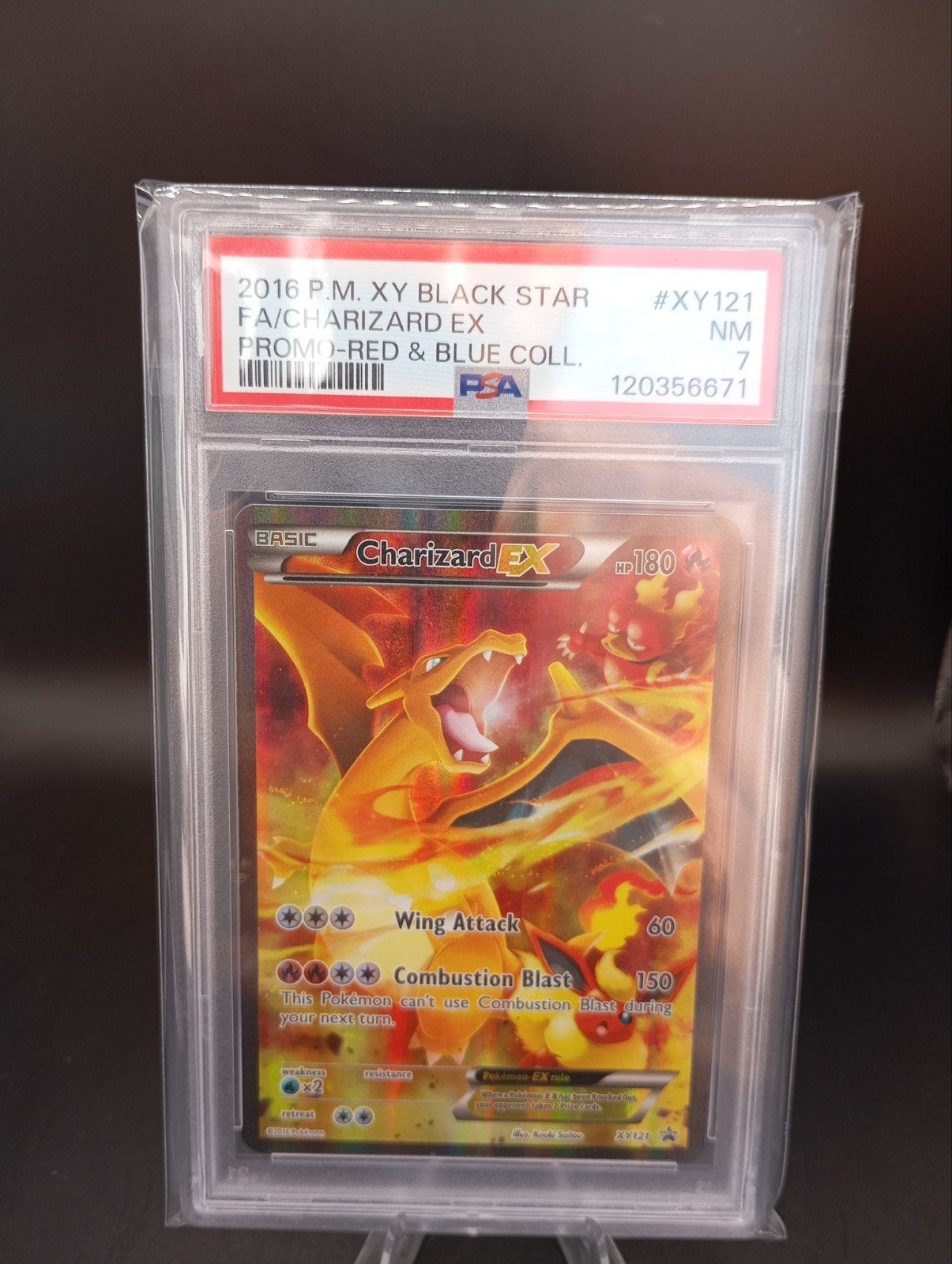 PSA 7 Charizard EX XY121 Promo Pokémon Kaart, Ophalen of Verzenden, Zo goed als nieuw, Losse kaart