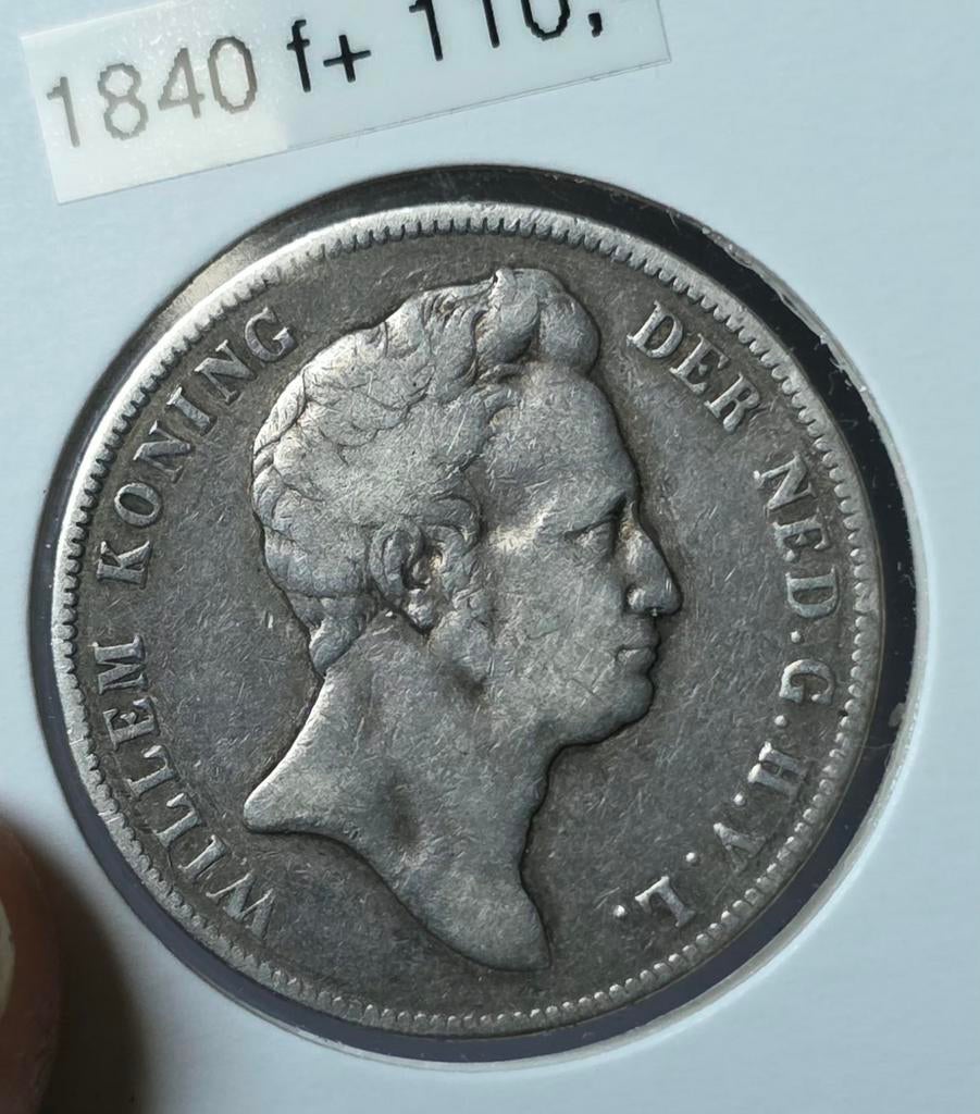 1 gulden 1840 Willem 1 Nederland, Postzegels en Munten, 1 gulden, Verzenden, Zilver, Koning Willem I