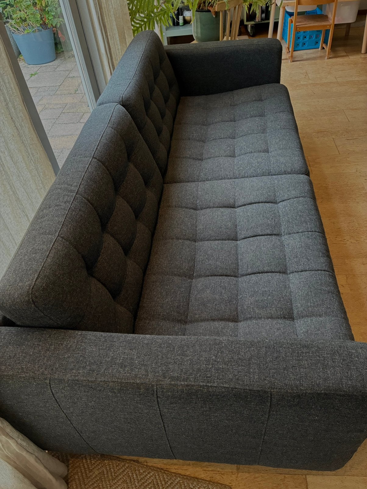 Gratis ophalen Bank Landskrona 3 zits donkergrijs, Huis en Inrichting, Ophalen, Gebruikt, 150 tot 200 cm, Driepersoons