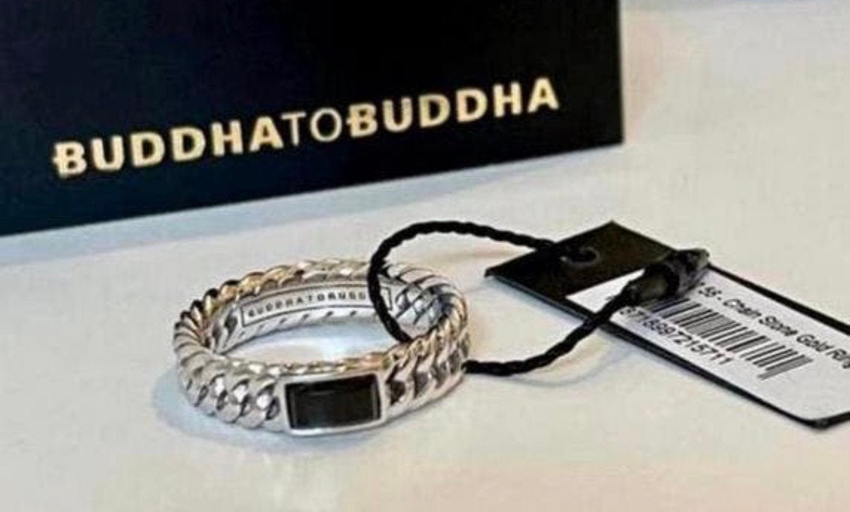 Buddha to Buddha ring in 14 karaat witgoud met Spinel steen!, Nieuw, Ophalen of Verzenden, 17 tot 18, Dame of Heer