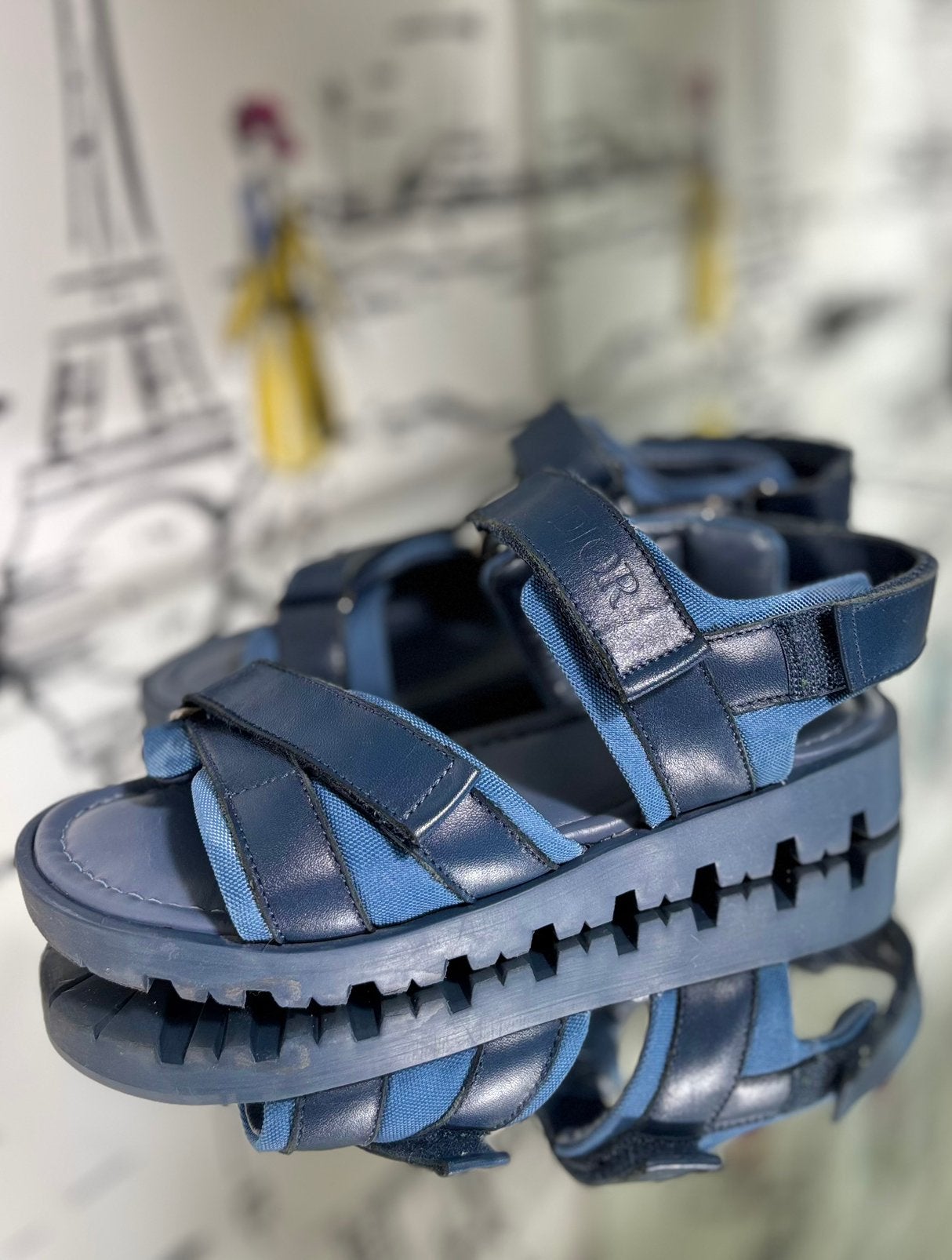 Dior navy lederen sandalen schoenen maat 33 (500 euro), Dior, Verzenden, Jongen of Meisje, Schoenen