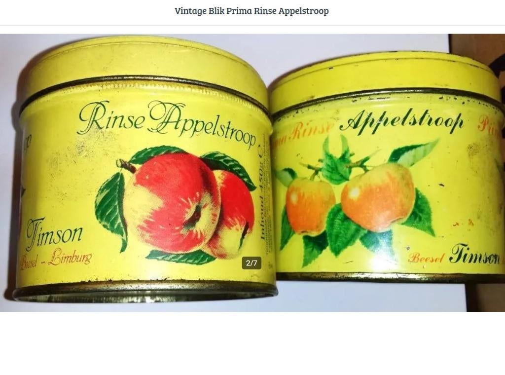 Vintage Blik Prima Rinse Appelstroop, Ophalen of Verzenden, Gebruikt, Overige