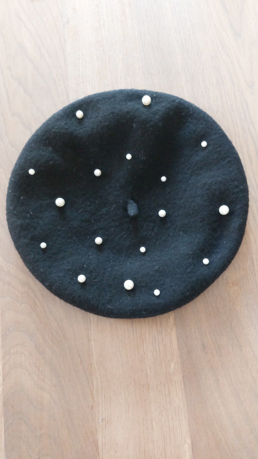 Zwarte alpino baret met parels, Ophalen of Verzenden, Zo goed als nieuw, Meisje