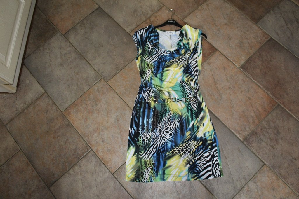Joseph Ribkoff elegante gekleurde stretch jurk mt 42 ZGAN, Kleding | Dames, Jurken, Overige kleuren, Verzenden, ., Maat 42/44 (L)