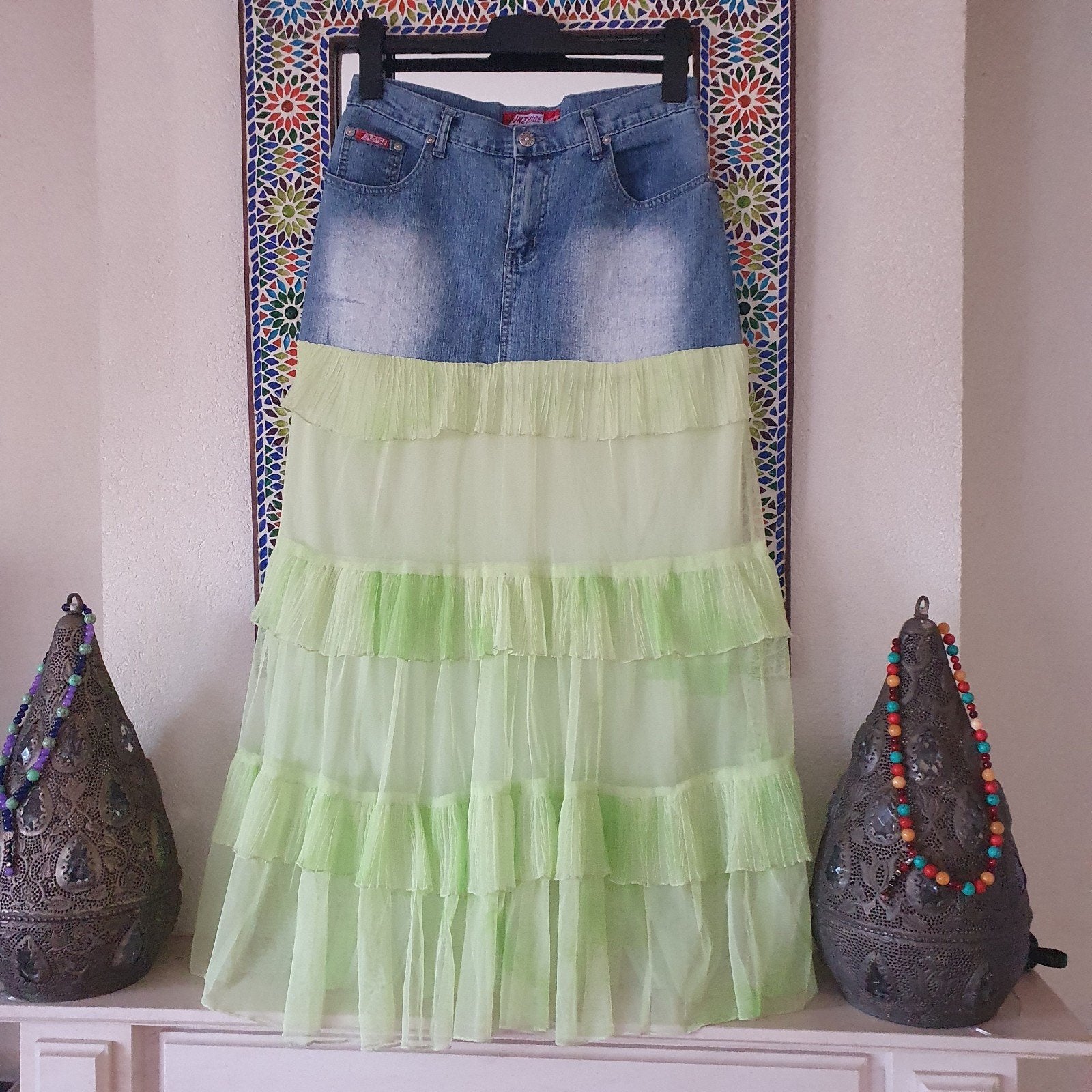 Spijkerrok maat L gipsy zgan, Maat 38/40 (M), Blauw, Ophalen of Verzenden, Zo goed als nieuw