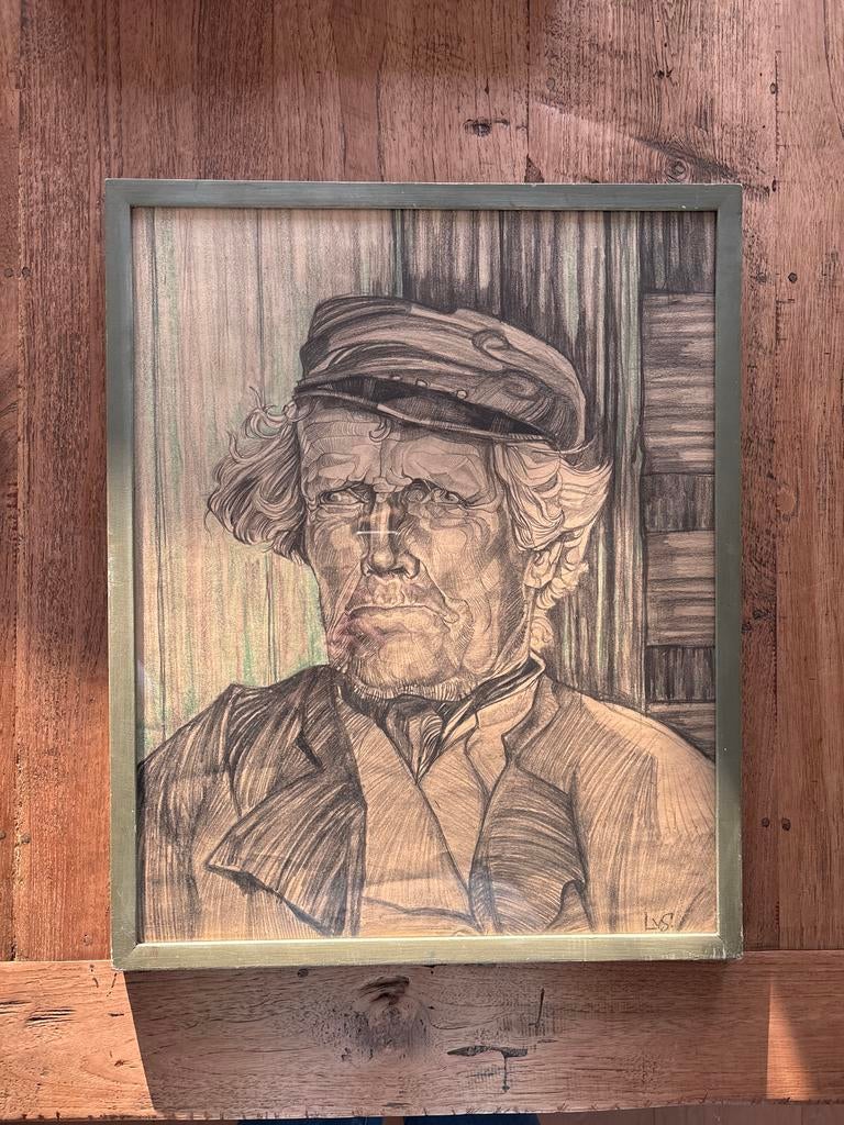 Zeldzaam portret 'Zeeuwse Boer' uit 1923, gesigneerd, Antiek en Kunst, Ophalen of Verzenden