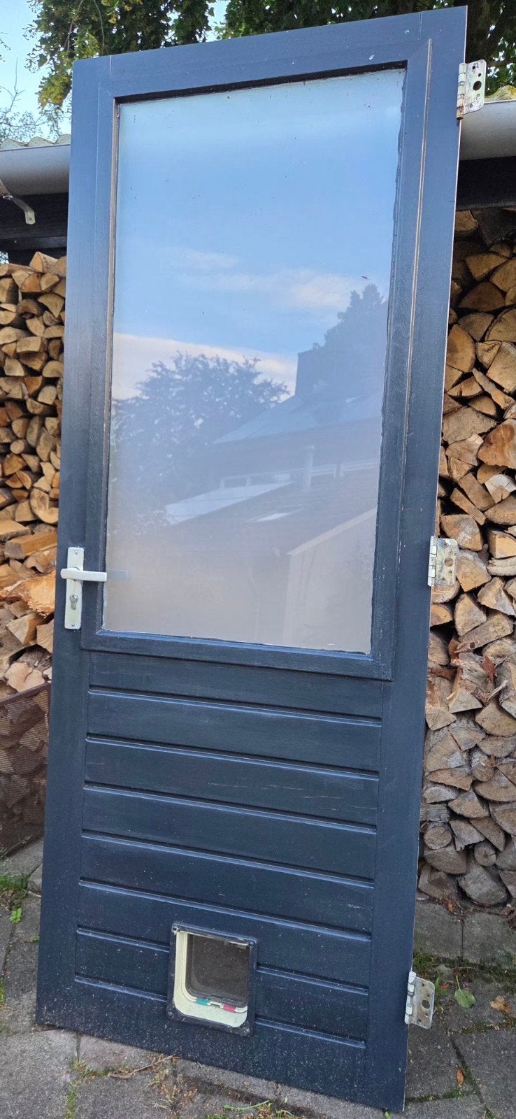 Hardhouten achterdeur, Ophalen, Gebruikt, 80 tot 100 cm, Buitendeur
