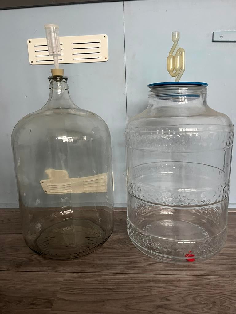 Twee 20 liter glazen potten, Ophalen of Verzenden, Gebruikt