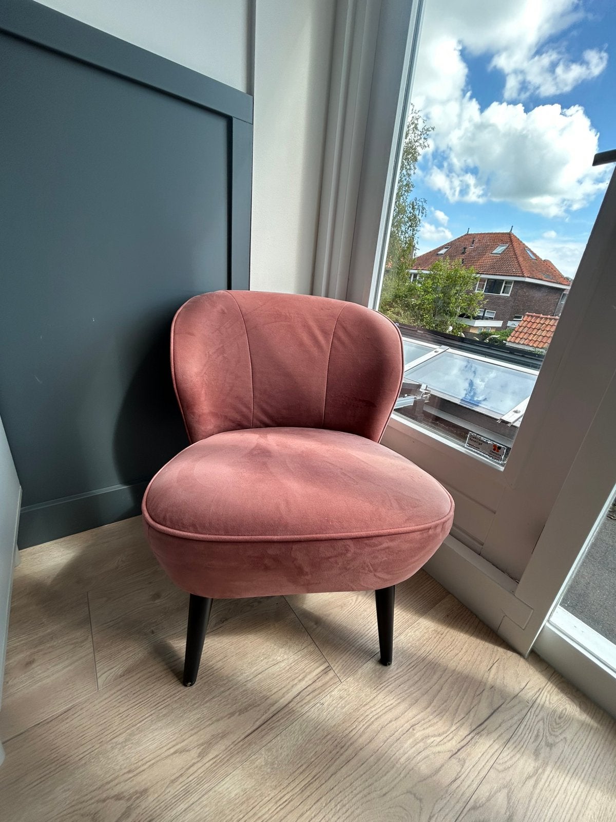 Fauteuil stoel woood oud roze sara, Ophalen, Zo goed als nieuw, Minder dan 75 cm, 50 tot 75 cm