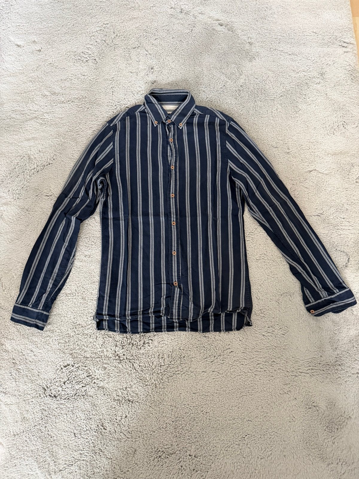 Zara Gestreept Overhemd Maat S - Slim Fit, Kleding | Heren, Overhemden, Ophalen of Verzenden, Gedragen, Blauw, Halswijdte 38 (S) of kleiner