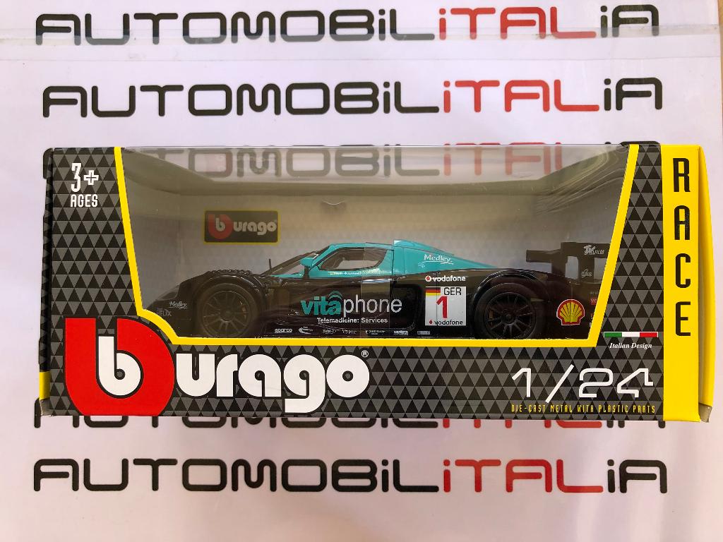 Maserati MC12 Vitaphone #1 celeste-nero BBurago 1:24, Ophalen of Verzenden, Nieuw, Auto, Bburago