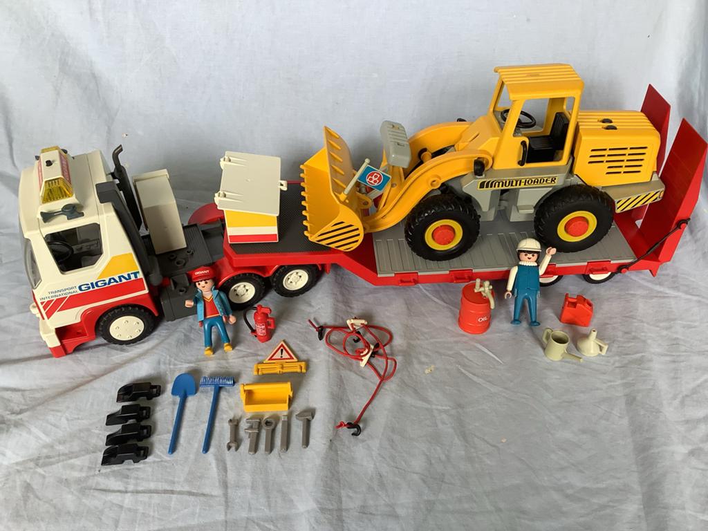 Playmobil 3935 3458 truck met dieplader en bulldozer combi, Ophalen of Verzenden, Gebruikt