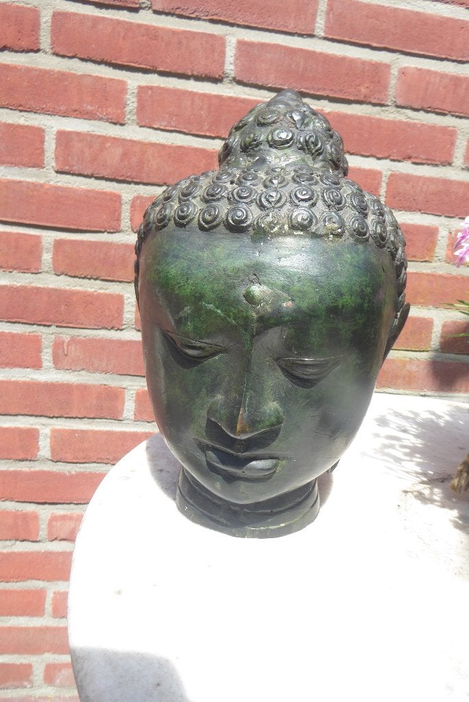 antieke bronzen Boeddha kop, Antiek en Kunst, Ophalen of Verzenden