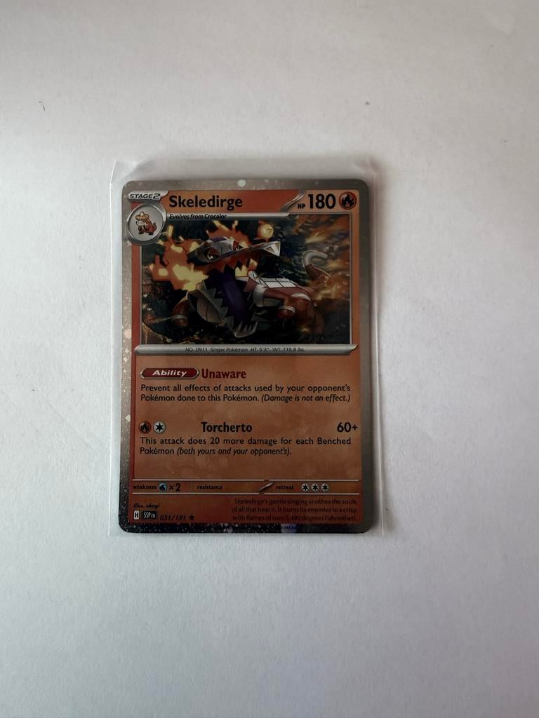 Skeledirge SSP EN 031/191 cosmos holo Pokémon Kaart, Ophalen of Verzenden, Zo goed als nieuw, Losse kaart, Foil