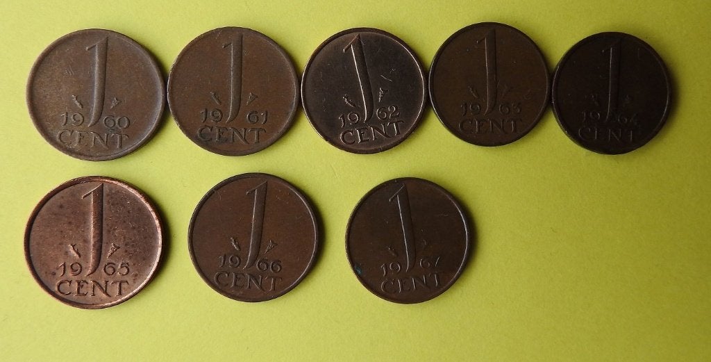 8 Centen jaren 1960 /, Verzenden, Koningin Juliana, 1 cent, Setje