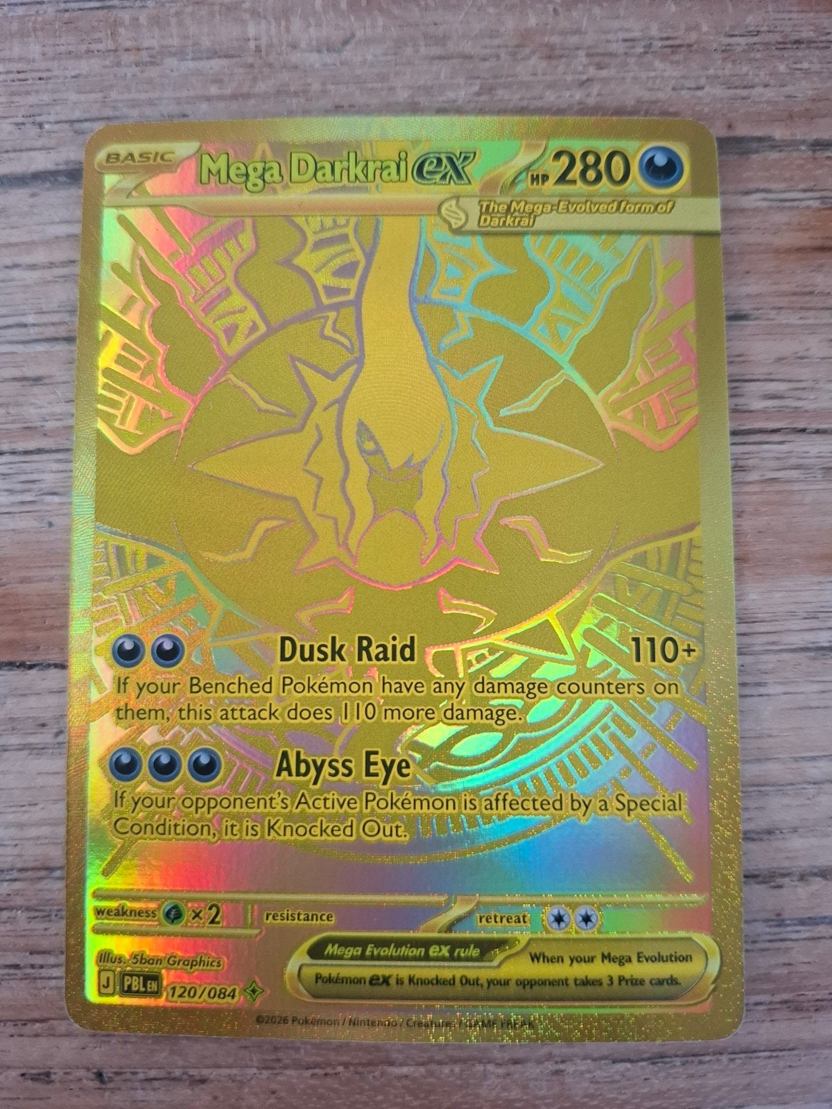 Mega Darkrai EX Pokémon Kaart (Goud, Foil), Ophalen, Zo goed als nieuw, Losse kaart, Foil