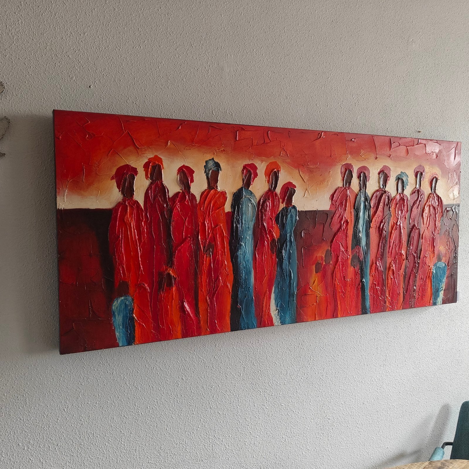 Modern schilderij maat 65 x 150, Antiek en Kunst, Kunst | Schilderijen | Modern, Figuren, Op houten frame, Ophalen of Verzenden