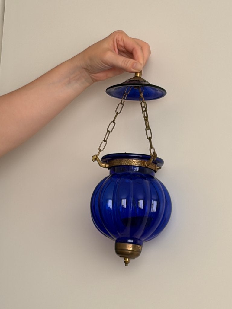Blauwe Hang Lampion/Kandelaar, Gebruikt, -, Blauw, Overige merken