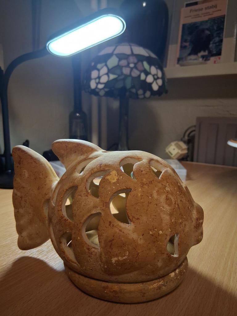 Mexicaans aardewerk visje met plateau voor kaars/lichtje, Verzamelen, Beelden en Beeldjes, Ophalen, Gebruikt