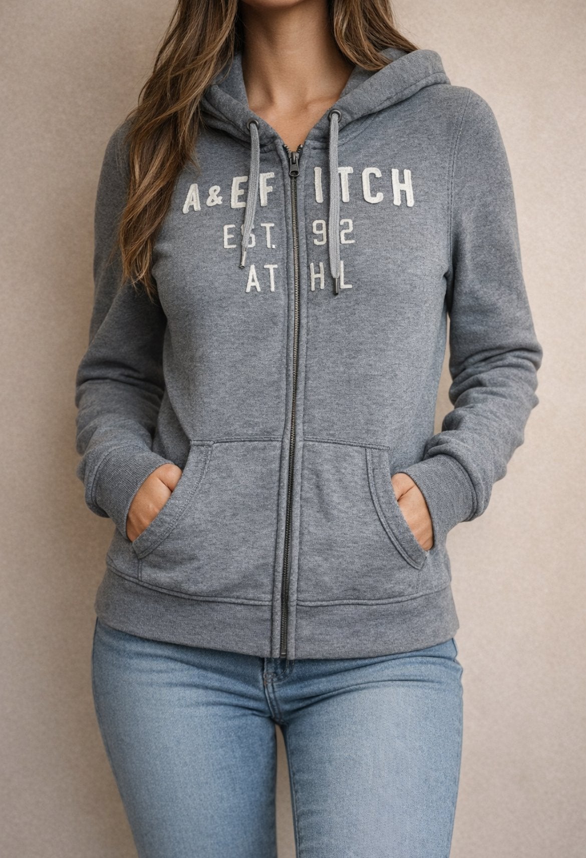 Grijs vest - Abercrombie & Fitch - maat M, Ophalen of Verzenden, Gedragen, Maat 38/40 (M), Grijs